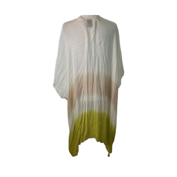 Vince Camuto OSFM swim coverup kimono cream tan & green tassels GUC 1 small spot - Picture 3 of 7